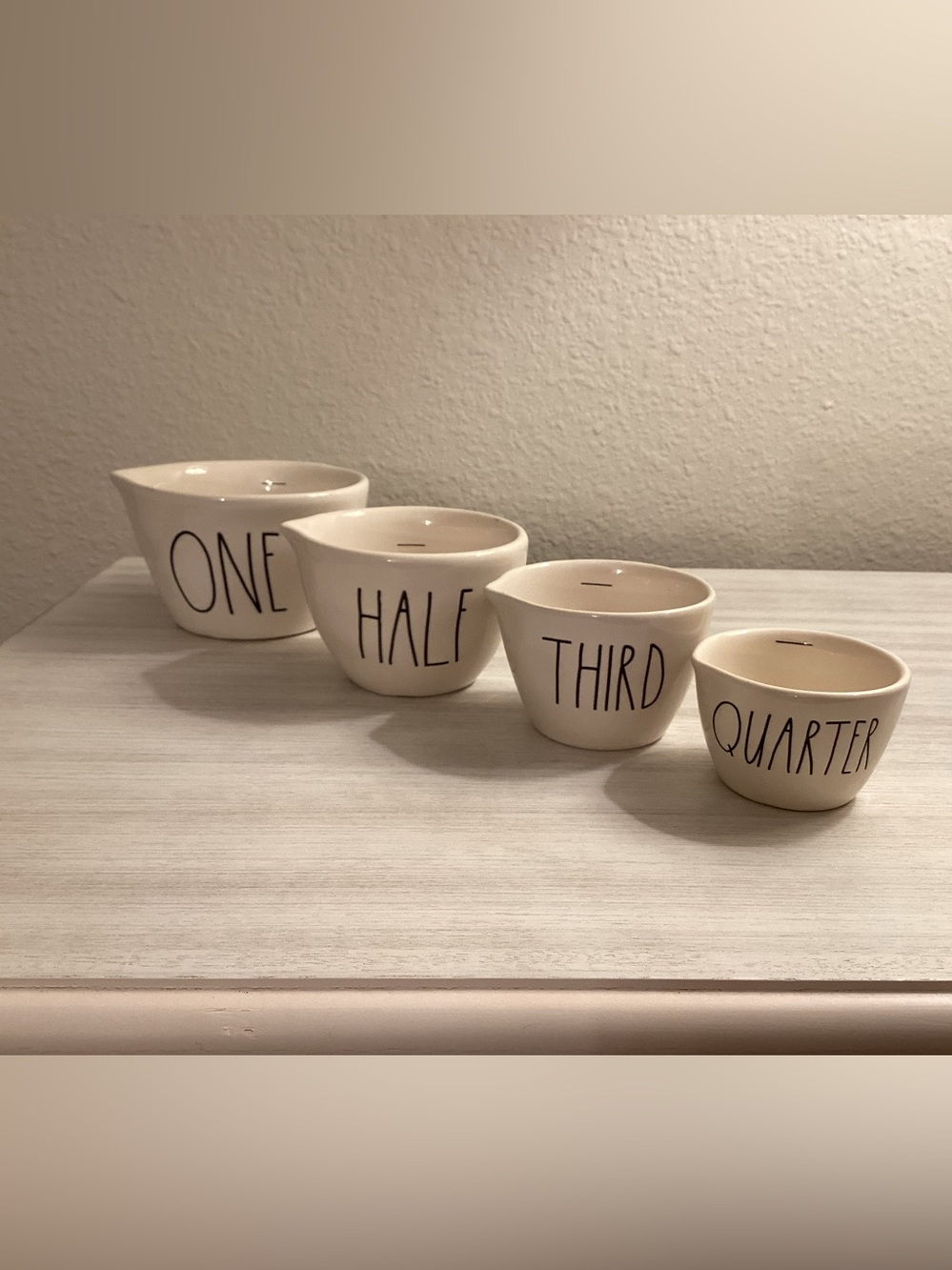Rae Dunn Farmhouse Ceramic Measuring Cup Set ( Cup, Half, Third, Quarter) - IEC